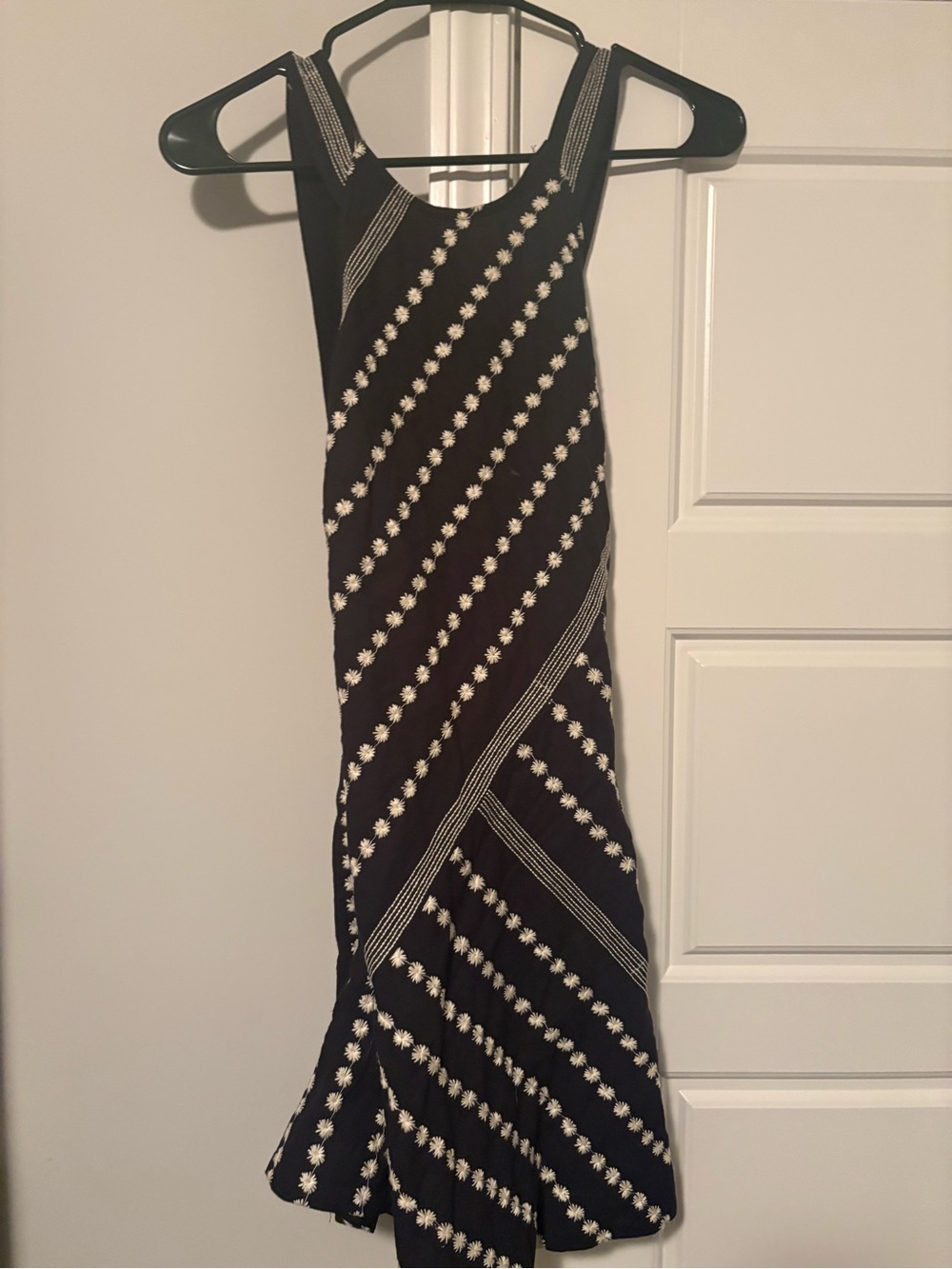 Free People Black Midi Dress with White Daisy Embroidered